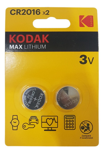 Pila Batería Tipo Botón Cr2016 Marca Kodak