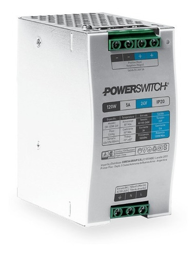 Imagen 2 de 10 de Fuente De Alimentación 24v 120w 5a Para Riel Din Switching