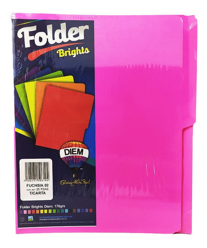 Folder Diem Fuchsia Neon T/carta 176 Gramos 25 Pzs