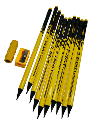 Lapiz De Grafito Madera Negra C/10 Pzs