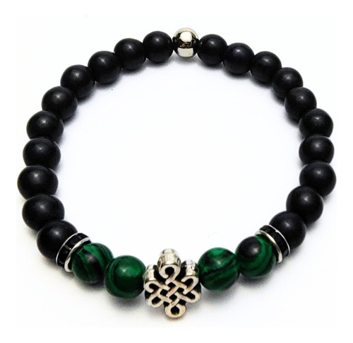 Pulsera De Hombre Nudo Celta Con Malaquita