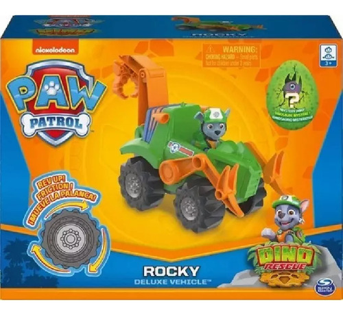. Vehículo Paw Patrol Dino Rescue Rocky Deluxe Rev Up