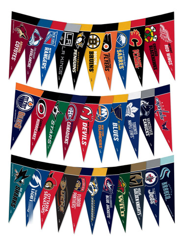 Juego De Mini Banderines De Fieltro Nhl 10 X 23 Cm