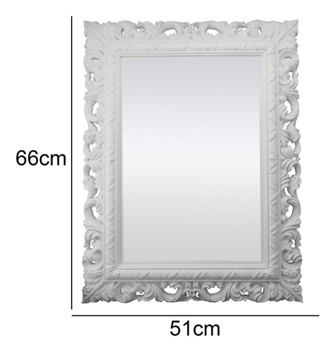 Espejo decorativo blanco de calidad sofisticada de 51 x 66 x 4 cm