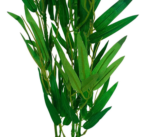 Imagem 5 de 6 de Bambu Artificial + Vaso Decorativo Marrom Para Sala Envio Já