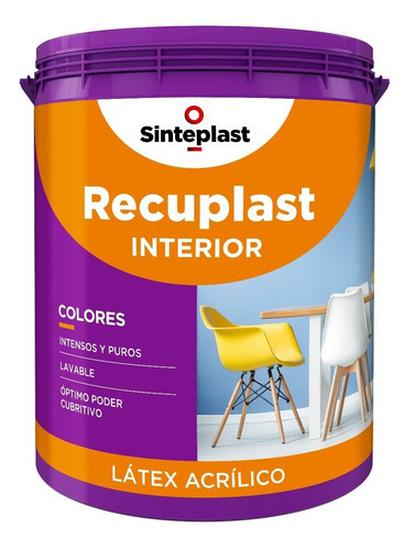 Pintura Latex Recuplast Interior Colores Lavable 4lt - Rex Color Limoncello