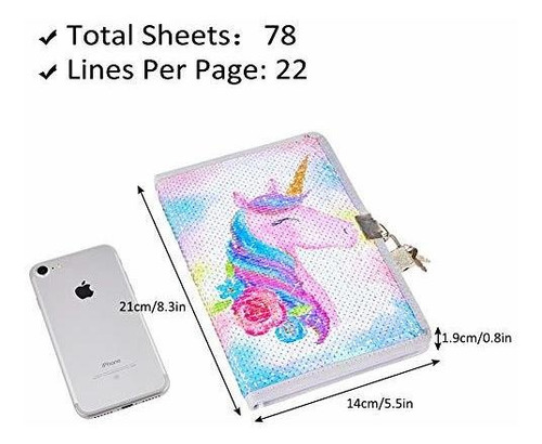 Imagen 5 de 5 de Play Tailor Unicorn Diario Cuaderno Con Candado Y Llave, Jue