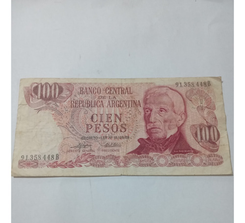 Billete 100 Pesos Ley 18188/69 Serie B