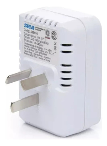 Protector De Tension Sica 10 Amp Para Heladera Y Lavarropas Blanco