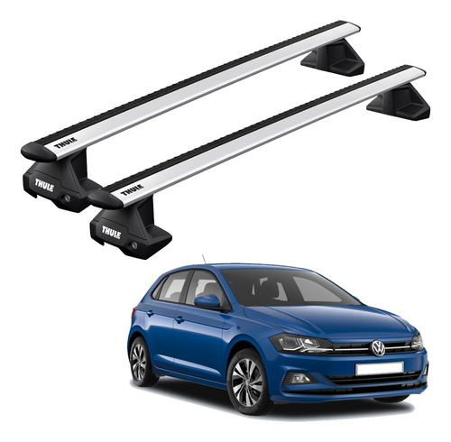 Rack Thule Wingbar Evo Prata Vw New Polo Hatch 2017 Diante