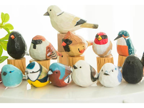 Pájaro Gordo 22 Figura Artesanal De Madera Decorativa