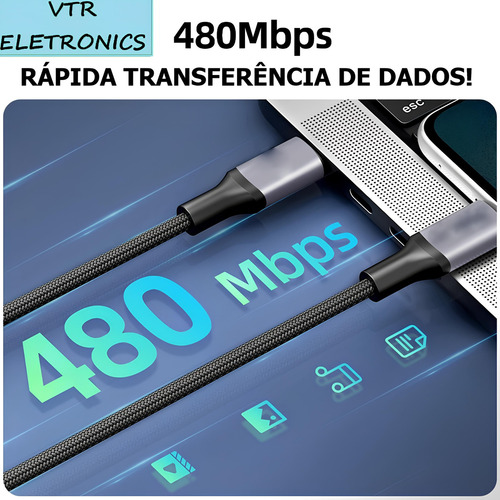 Carregador De Parede Turbo Carregador Tipo C Carregador Fast Carregamento Rapido 125w Compativel Com Samsung Motorola iPhone Xiaomi Cor Preto Carregador Rapido Carrega Em 49 Minutos VTR ELETRONICS