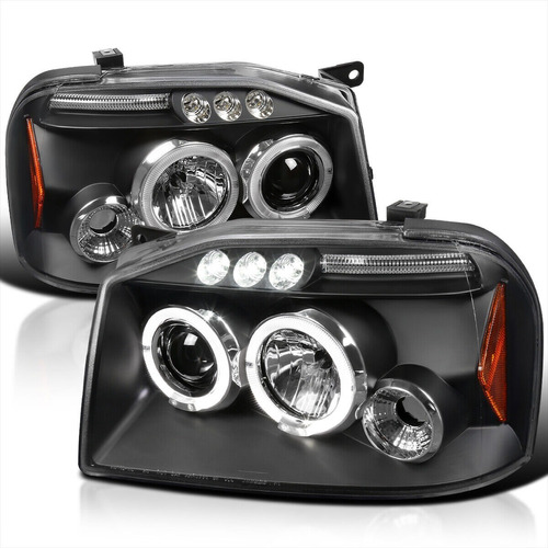 Nissan Frontier 2001 - 2004 Par Faros Lupa Led Fondo Negro