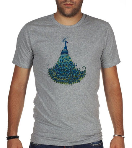 Remera De Hombre Pavo Real Azul Art