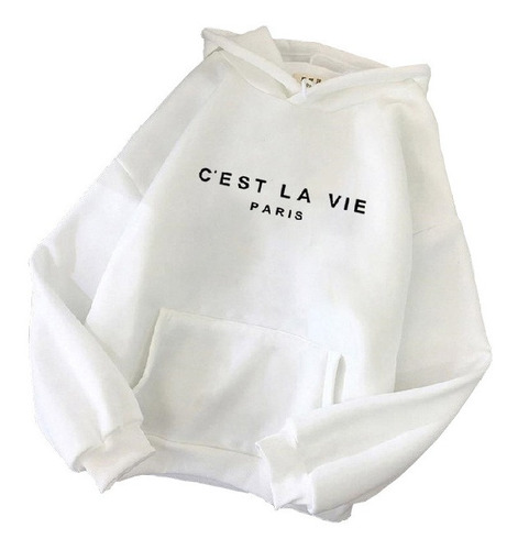 C'est La Vie Sudadera Con Capucha Estampada Letter