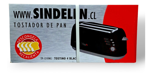 Tostador Sindelen Tp-1310 4 Panes 6 Niveles Leds 1300w Negro