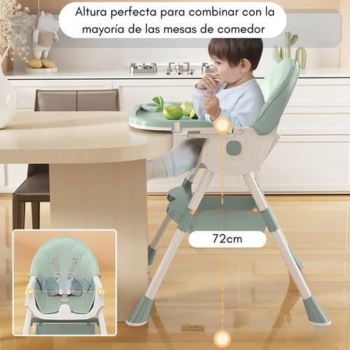 Silla De Comer Bebe Alta 3 En 1 Evolutiva Ajustable Plegable