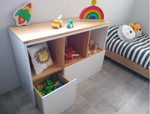 Mueble Organizador Con 3 Nichos 3 Cajones Con Ruedas By Nila