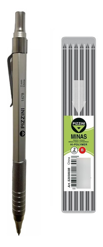 Lapiz Mecanico Portamina Metalico Pizzini 2mm + 6 Minas