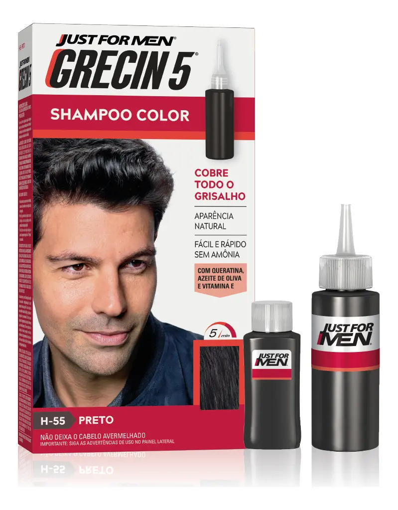 Shampoo Tonalizante Grecin 5 Preto Cobre os Grisalhos 60ml