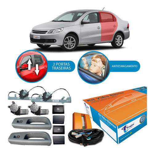 Kit Vidro Elétrico Vw Voyage G5 2008 A 2012 Antiesmagamento