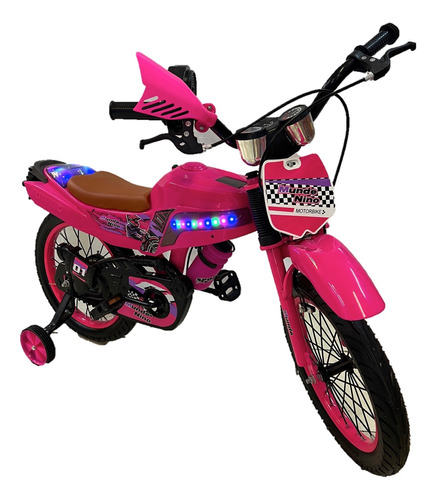 Bicicleta Moto Infantil 16 Pulgadas Niño Niña Tipo Moto Cros