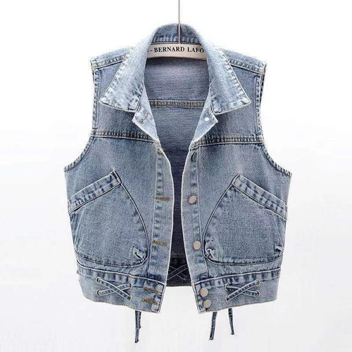 Women's Casual Fashion Denim Vests With Strap Design