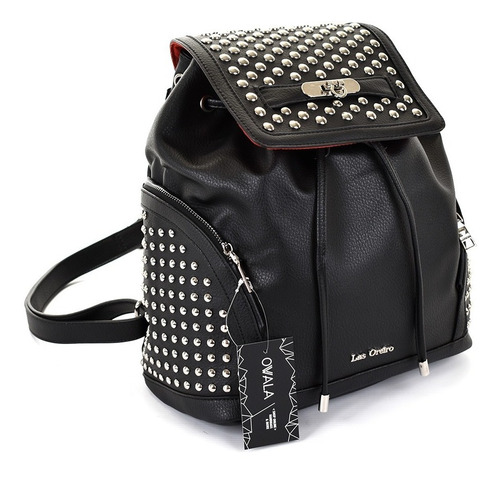 Imagen 1 de 6 de Mochila Mujer Las Oreiro Cuero Sintetico Grande Tachas Dama
