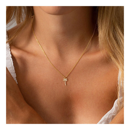 Collar De Palmera Vriua Para Mujeres De Coco De Oro Plateado