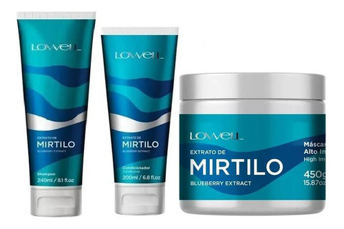 Kit Mirtilo Shampoo 240ml Condicionador 200ml Máscara 450g