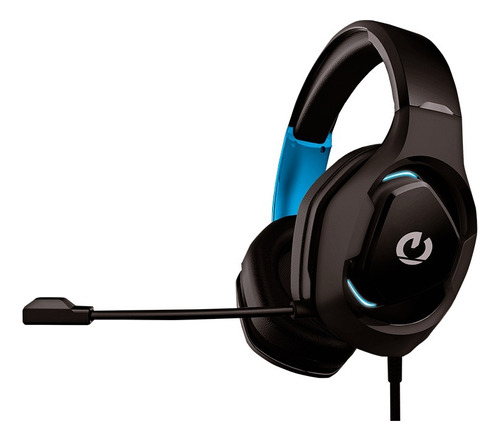 Auriculares Gamer Negros Y Luz Led Azul Micrófono Pc C/mute Color Negro