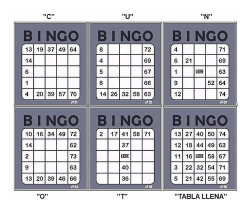 Cartones De Bingo Pdf 100+cuantos Quiera Letreado&tablallena