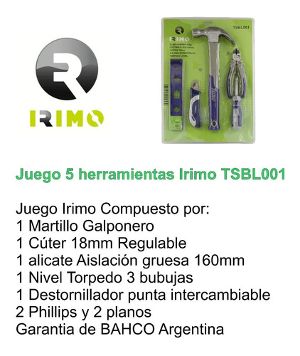 Imagen 3 de 4 de Irimo Juego 5 Herramientas Garantía Bahco Excelente Calidad