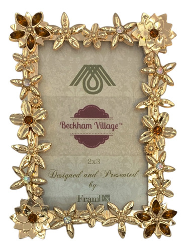 Beckham Village Mini Marco Foto Floral Mesa Dorado Diamante