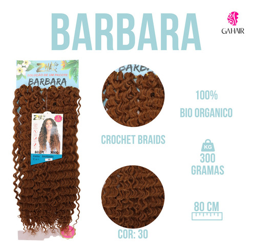 Cabelo Bio Organico Cacheado - Barbara 80 Cm -crochet Braids Cor Acobreado cor 30