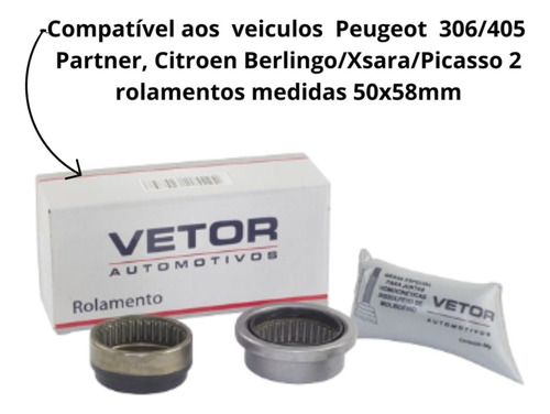 Kit 2 Rolamento Suspensão Barra Torção Xsara Picasso Partner