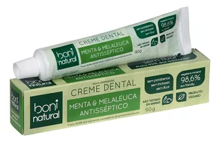 Pasta de Dente 90gr Sabor Menta e Melaleuca Creme Dental Sem Flúor e Antisséptico Boni Natural