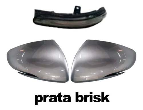 Imagem 2 de 4 de Kit Capa Retrovisor Com Pisca Prata Brisk Tragial Hb20 +2020