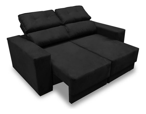 Sofá Retrátil E Reclinável 3 Lugares Rubia Suede Cor Preto