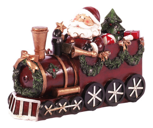 Boneco De Natal Papai Noel Locomotiva 22cm Resina