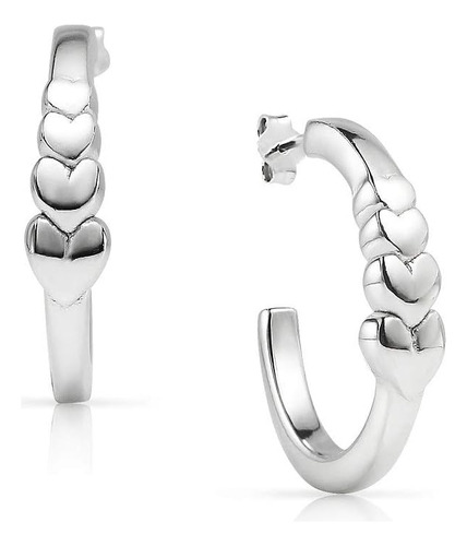 Solidsilver - Pendientes De Aro Con Corazón Pulido En Plata