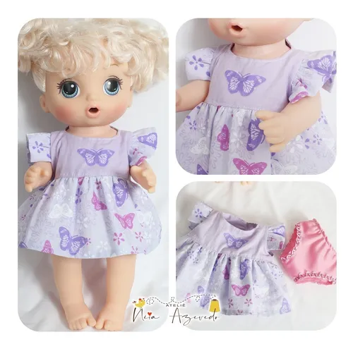 Roupa P/ Boneca Baby Alive Vestido E Calcinha Neia Azevedo