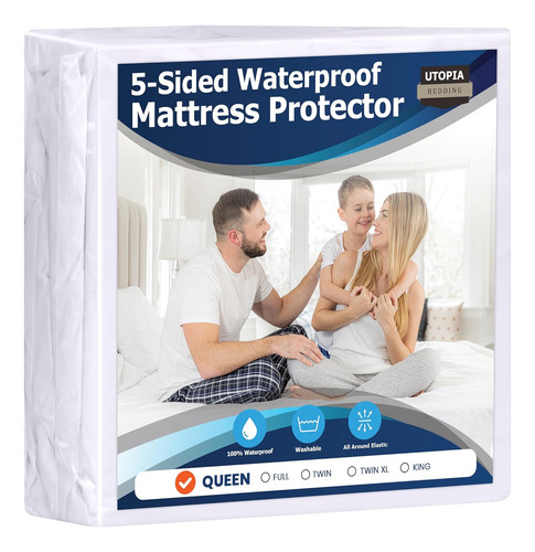Protector De Colchón Impermeable De 5 Lados Utopia Bedding Q