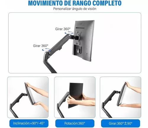 SOPORTE MONITOR EWET CON RESORTE DE GAS 2 MONITORES DE 27 PULGADAS en  Idirecto