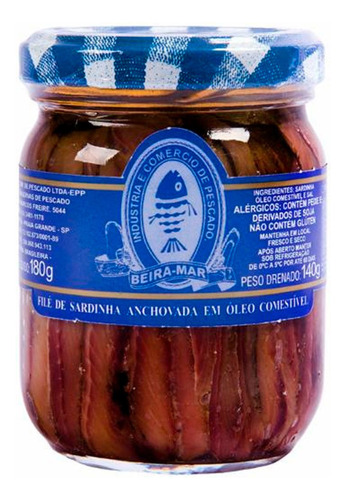 Filé de Sardinha Anchovada Beira Mar 180g