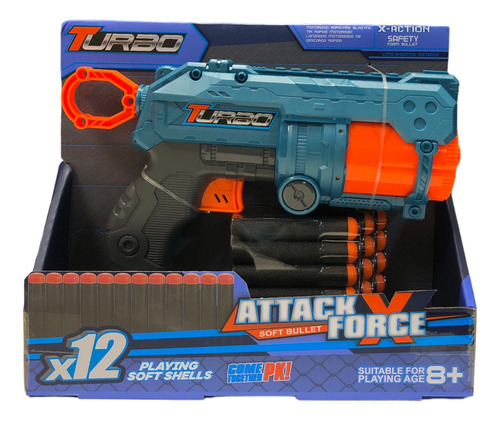 Pistola Turbo Attack Force Manual X12 Dardos Descarga Rapida