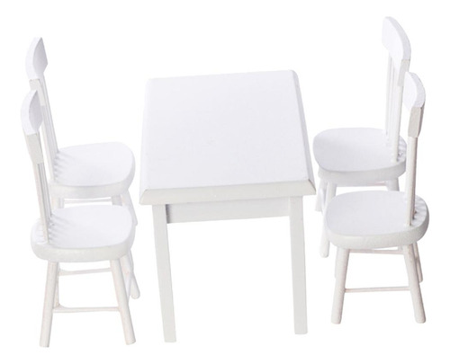 Conjunto De Mesa E Cadeira Floral Branco 1:12 Para Casa De