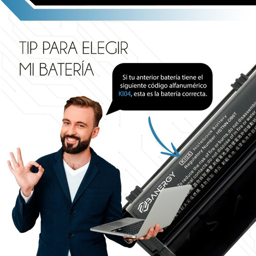 Batería Para Hp Ki04 K104 800049-001 14-ab 800050-001 Batería Negro