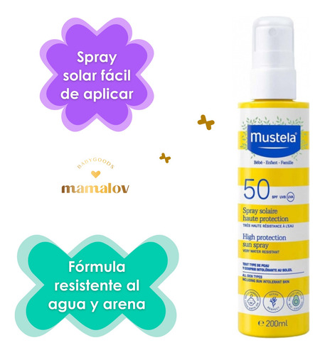 Protector Solar Mustela Spray 50+ 200ml Para Bebés