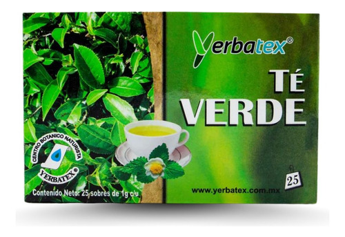 Té Verde Caja Con 25 Bolsitas De 1g C/u Yerbatex